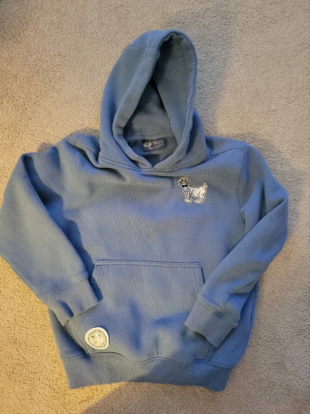 Goat Blue Pullover Hoodie with Cute Patch